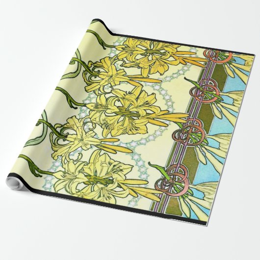 Art Nouveau Lilies 1901 Cadeaupapier (Uitgerold)
