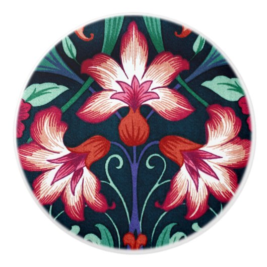 Art Nouveau Lilies Keramische Knop (Voorkant)