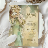 Art Nouveau Lillie Huwelijksmenu Kaart Zachte Past