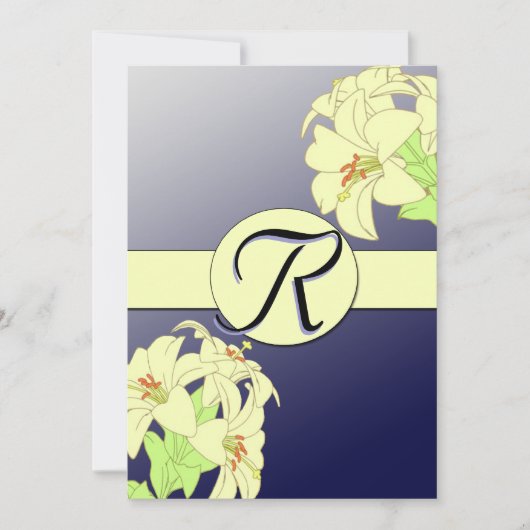 Art Nouveau Lillies Trouw Uitnodiging (Voorkant)