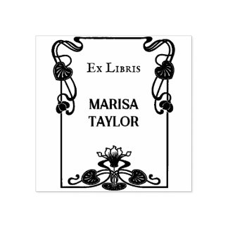 Art nouveau lily frame ex libris rubberstempel