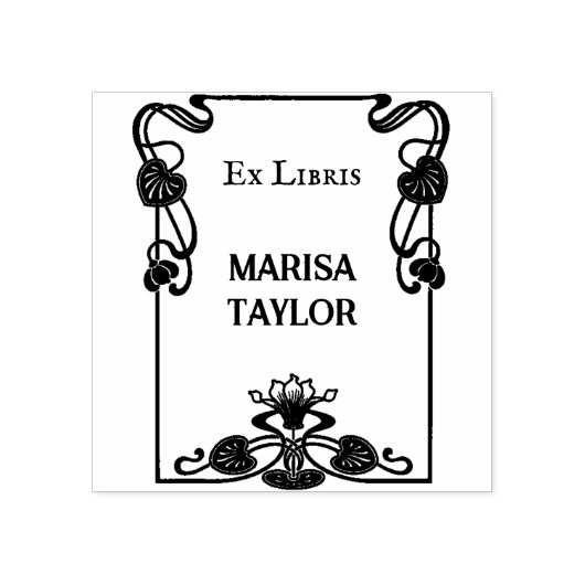Art nouveau lily frame ex libris rubberstempel (Afrduk)