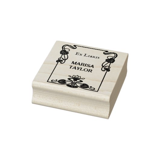 Art nouveau lily frame ex libris rubberstempel (Stempel)