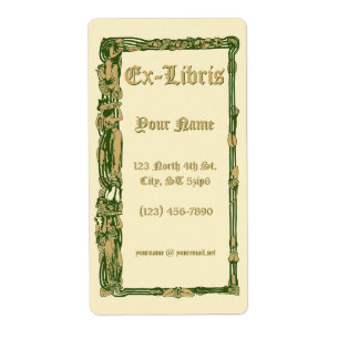 Art Nouveau Lily pad Border Ex Libris Sjabloon Etiket