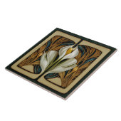 Art Nouveau Lily Symmetrical Floral Wall Art Tegeltje (Zijkant)