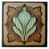 Art Nouveau Lily Symmetrical Floral Wall Art Tegeltje (Voorkant)