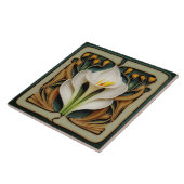 Art Nouveau Lily Symmetrical Floral Wall Art Tegeltje (Zijkant)