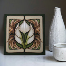 Art Nouveau Lily Symmetrical Floral Wall Art