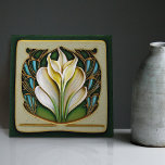 Art Nouveau Lily Symmetrical Floral Wall Art Tegeltje<br><div class="desc">Voeg een tikje tijdloze genade toe aan je huis met deze voortreffelijke keramische tegel, met een symmetrisch floral call lily patroon geïnspireerd door het betoverende Art Nouveau-tijdperk. Deze periode was bekend om zijn innovatieve design, het mengen van natuur en kunst aan creëer mesmerisatiepatronen die generaties hebben gekaapt. De calla lily,...</div>