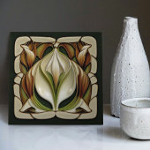 Art Nouveau Lily Symmetrical Floral Wall Art Tegeltje
