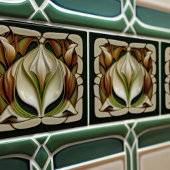 Art Nouveau Lily Symmetrical Floral Wall Art Tegeltje