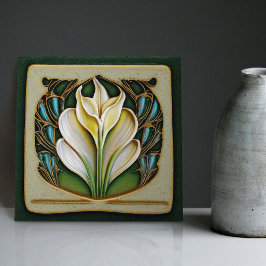 Art Nouveau Lily Symmetrical Floral Wall Art Tegeltje