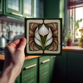 Art Nouveau Lily Symmetrical Floral Wall Art Tegeltje