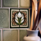Art Nouveau Lily Symmetrical Floral Wall Art Tegeltje