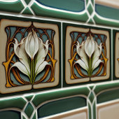 Art Nouveau Lily Symmetrical Floral Wall Art Tegeltje