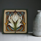 Art Nouveau Lily Symmetrical Floral Wall Art Tegeltje