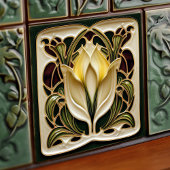 Art Nouveau Lily Symmetrical Floral Wall Art Tegeltje