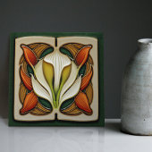 Art Nouveau Lily Symmetrical Floral Wall Art Tegeltje
