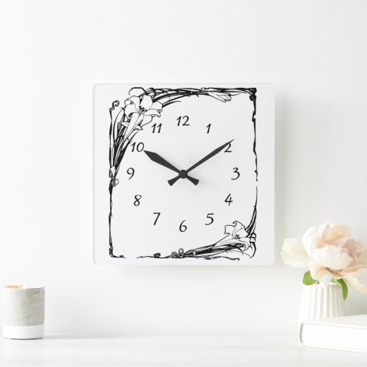 Art nouveau lily vierkante klok (Huis)