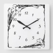 Art nouveau lily vierkante klok (Voorkant)