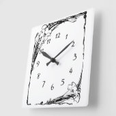 Art nouveau lily vierkante klok (Hoek)