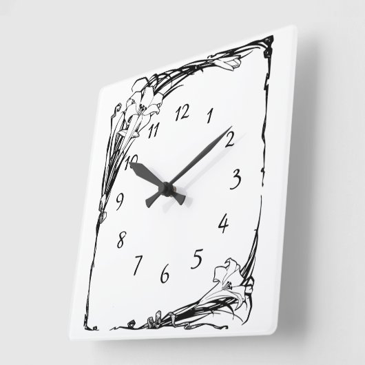 Art nouveau lily vierkante klok (Hoek)