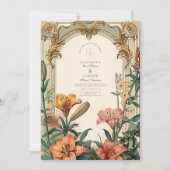 Art Nouveau Lily Wedding – Floral Lijst Design Kaart (Voorkant)