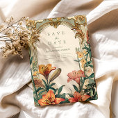 Art Nouveau Lily Wedding – Floral Lijst Design Save The Date