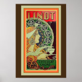 Art Nouveau Lindt Chocolat Cacao 13 x 19 Poster (Voorkant)