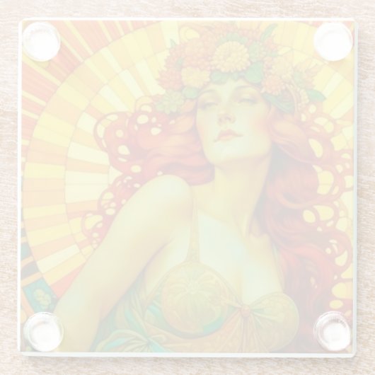 Art Nouveau Litha Glazen Onderzetter (Achterkant)