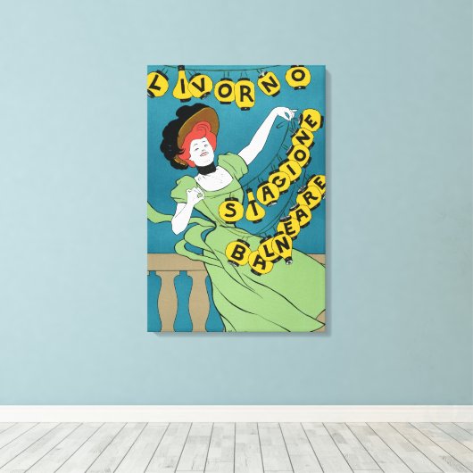  Art Nouveau, Livorno Senorita Dancing Canvas Afdruk (Insitu (Houten vloer))