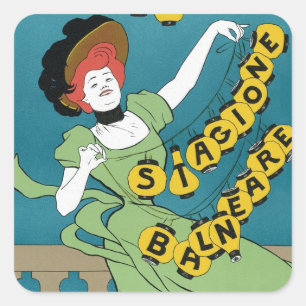  Art Nouveau, Livorno Senorita Dancing Vierkante Sticker