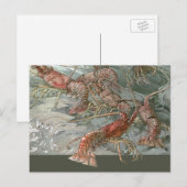  Art Nouveau, Lobsters in de Oceaan Briefkaart (Voorkant / Achterkant)