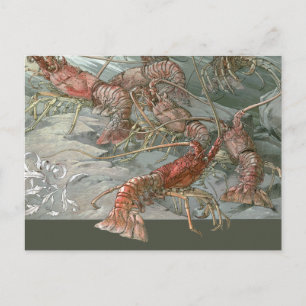 Art Nouveau, Lobsters in de Oceaan Briefkaart