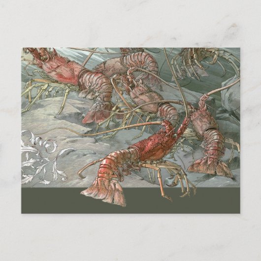  Art Nouveau, Lobsters in de Oceaan Briefkaart (Voorkant)