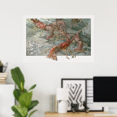 Art Nouveau, Lobsters in de Oceaan Poster (Thuiskantoor)