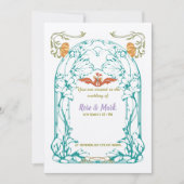 Art nouveau loof bruiloft uitnodiging (Voorkant)