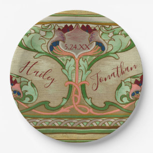 Art Nouveau Lotus Bloem Personaliseren Bruiloft De Papieren Bordje