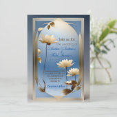 Art nouveau lotus bloemen bruiloft kaart (Staand voorkant)