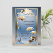 Art nouveau lotus bloemen bruiloft save the date (Staand voorkant)