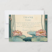 Art Nouveau Lotus Bloemen Huwelijk Bedankkaart (Voorkant)