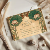 Art Nouveau Lotus Bloemen Huwelijk RSVP Kaartje