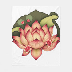 Art Nouveau Lotus met waterlelies Fleece Deken