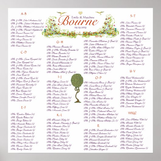 Art Nouveau Love Bird Wedding Poster (Voorkant)