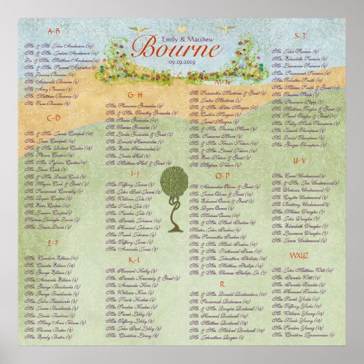 Art Nouveau Love Bird Wedding Poster (Voorkant)