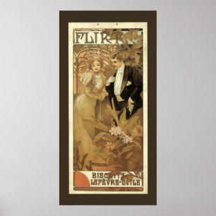  Art Nouveau Love Romance, vlucht van Mucha Poster