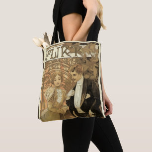  Art Nouveau Love Romance, vlucht van Mucha Tote Bag