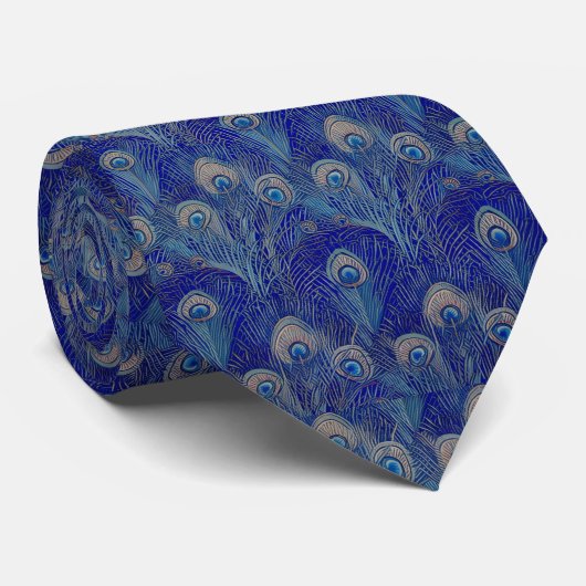 Art Nouveau Luxury Peacock Feather Pattern Stropdas (Opgerold)