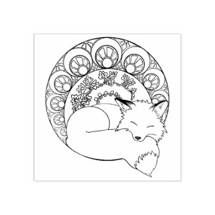 Art Nouveau Mabon Autumn Fox Wood Art Stamp Rubberstempel