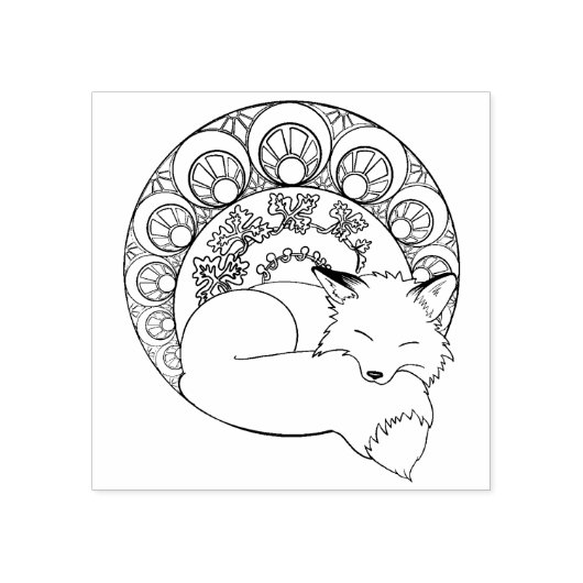 Art Nouveau Mabon Autumn Fox Wood Art Stamp Rubberstempel (Afrduk)